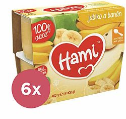 6x HAMI 100 % ovoce jablko a banán 4x 100 g - ovocný příkrm