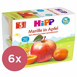 6x HIPP BIO Jablka s meruňkami 4x100 g, od ukončeného 4. - 6. měsíce