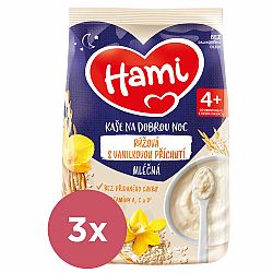 3x HAMI Kaše mléčná rýžová s vanilkovou příchutí na dobrou noc 210 g