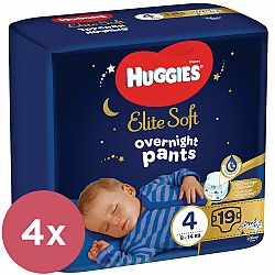 4x HUGGIES® Elite Soft Pants OVN Kalhotky plenkové jednorázové 4 (9-14 kg) 19 ks