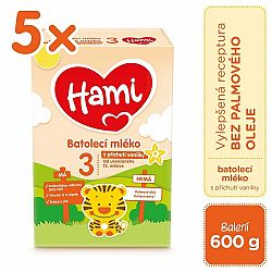 5x HAMI 3 Mléko batolecí s příchutí vanilky 600 g