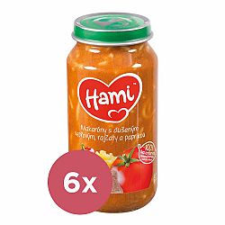 6x HAMI Makaróny s dušeným vepřovým, rajčaty a paprikou (250 g) - masozeleninový příkrm