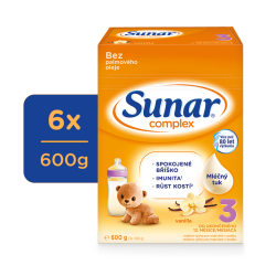 6x SUNAR Complex 3 Mléko batolecí vanilka 600 g