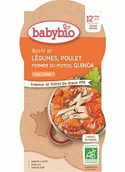 BABYBIO Menu zelenina s kuřecím masem a quinoa 2x 200 g