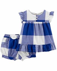 CARTER'S Set 2dílný šaty, kraťasy Blue White holka 3m