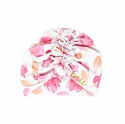 ENIE BABY Čepice dětská turban Pink Leaves dívka 6-9m