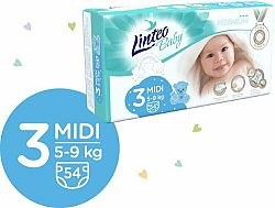 LINTEO BABY Premium Pleny jednorázové 3 MIDI (5-9 kg) 216 ks