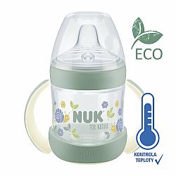 NUK Láhev kojenecká For Nature na učení s kontrolou teploty, zelená 150 ml